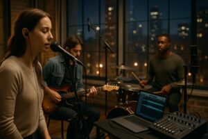 Proben mit In-Ear Kopfhörer Live Bandprobe