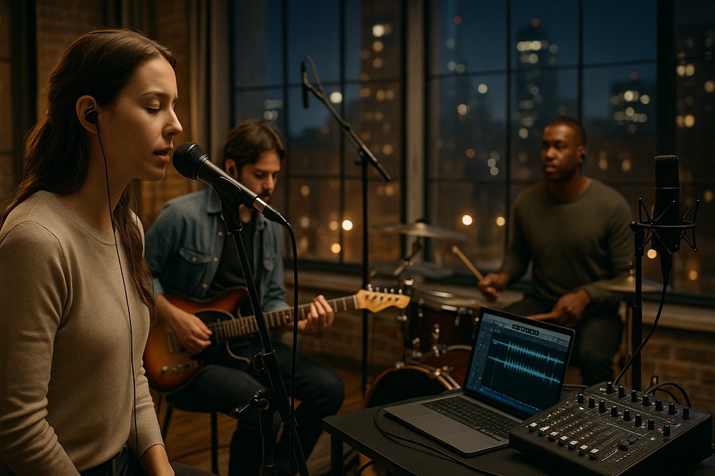 Proben mit In-Ear Kopfhörer Live Bandprobe