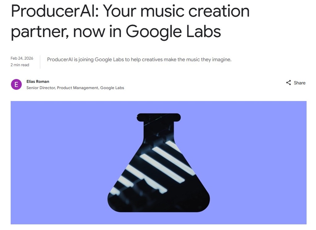 Google steigt ins Musik-KI Geschäft ein - Google übernimmt ProducerAI