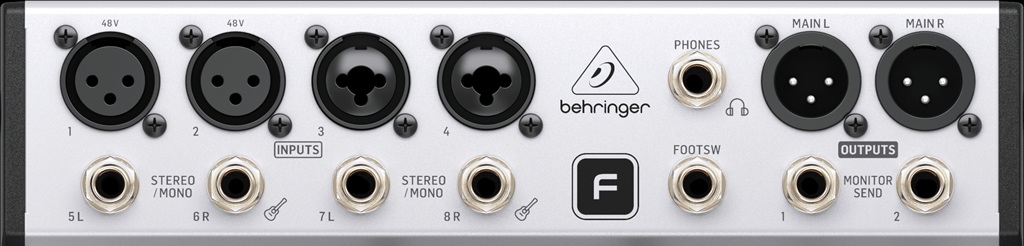 Behringer Flow 8 Panel mit Audioanschlüsse