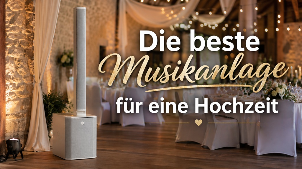 Musikanlage für eine Hochzeit zur Säulen-PA greifen