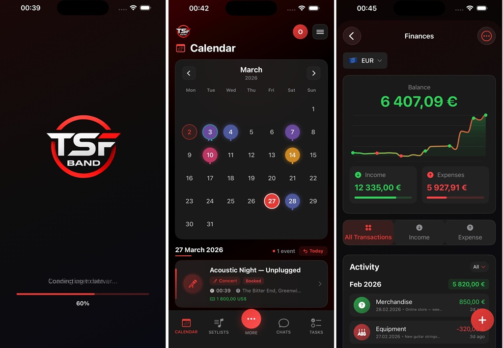 TSF Band Collage der App für Musikermanagement
