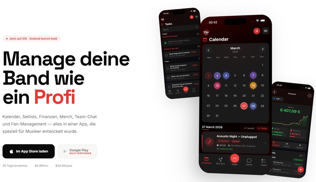 TSF Band: Die App für modernes Bandmanagement