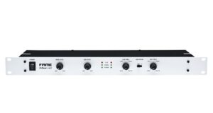 FAME X-Over MKII 19-Zoll-Frequenzweiche mit Reglern für Main Level, Sub Level, Sub-Frequenz, Phase und Satelliten-Frequenz.