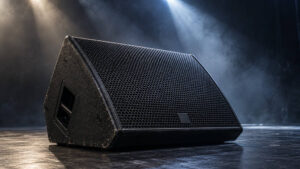 Bühnenmonitor als Wedge auf einer Bühne für Monitormix und Live-Monitoring.